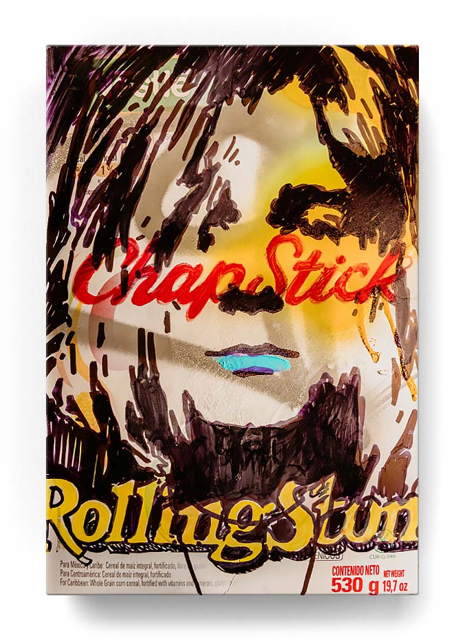 Curt Cobain over a cereal box