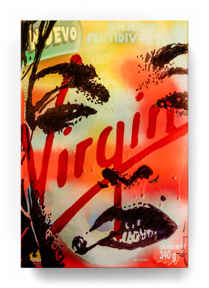 Madonna over a cereal box