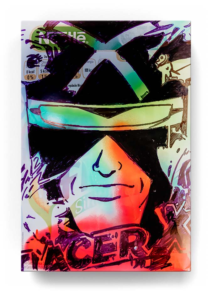 Xmen Cyclops over a cereal box