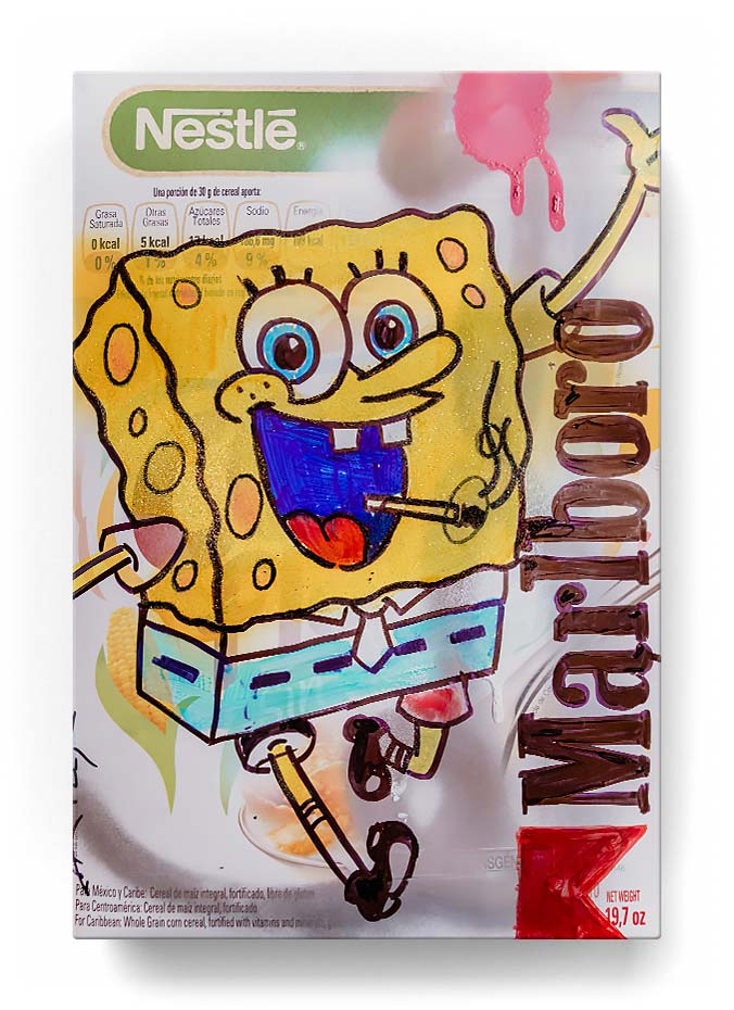 Sponge Bob over a cereal box