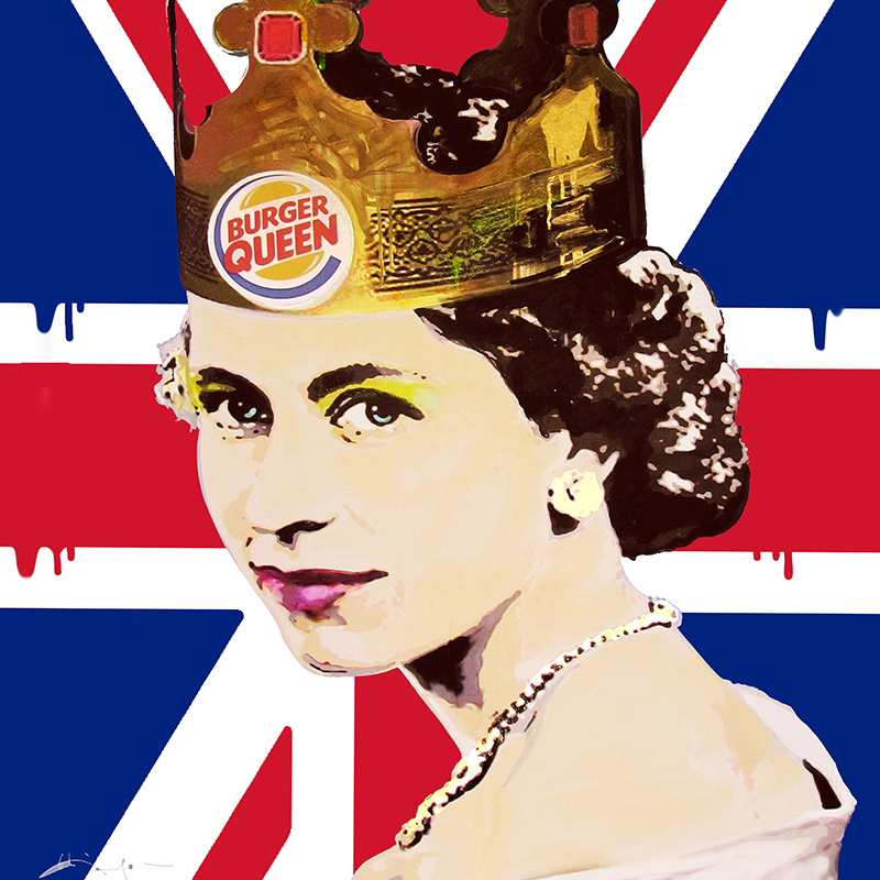 Burger Queen<br>60" x 60". Original acrylic on canvas.