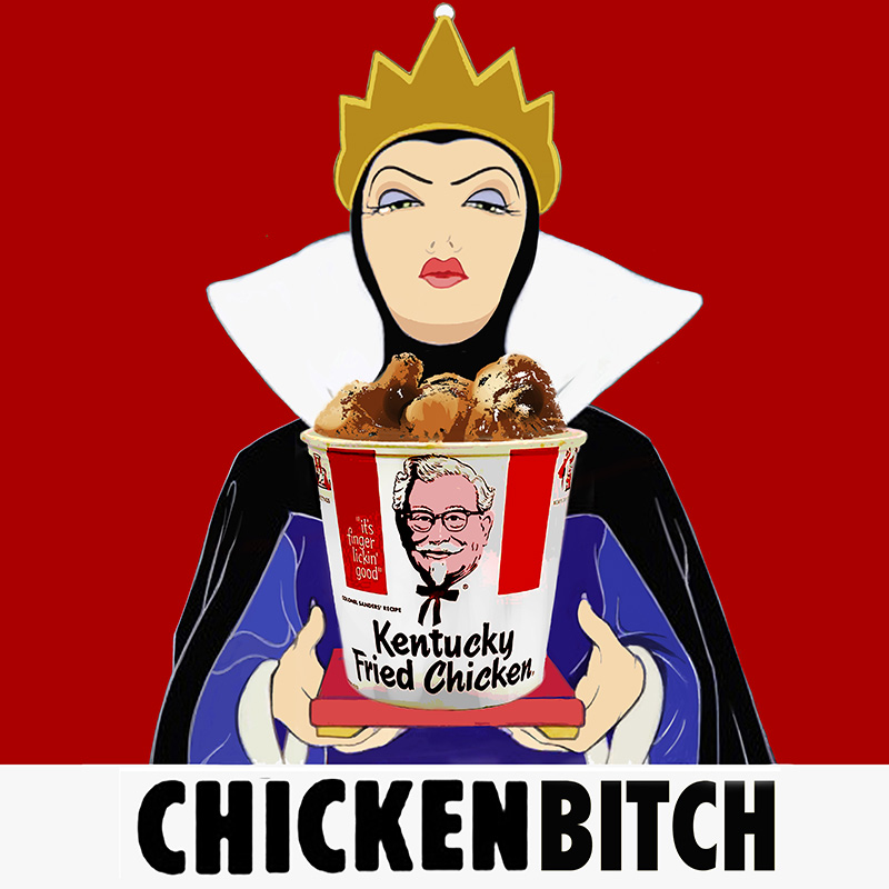 Chicken Bitch<br>60" x 60". Original acrylic on canvas.
