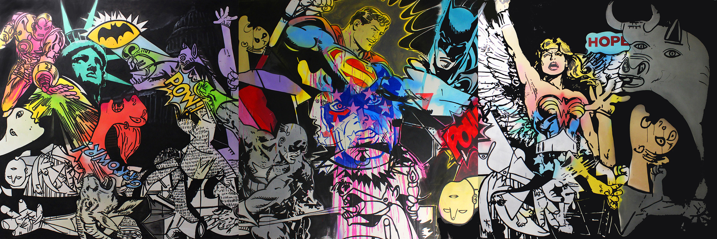 Force of Nature<br>80" x 240". Original acrylic on canvas.