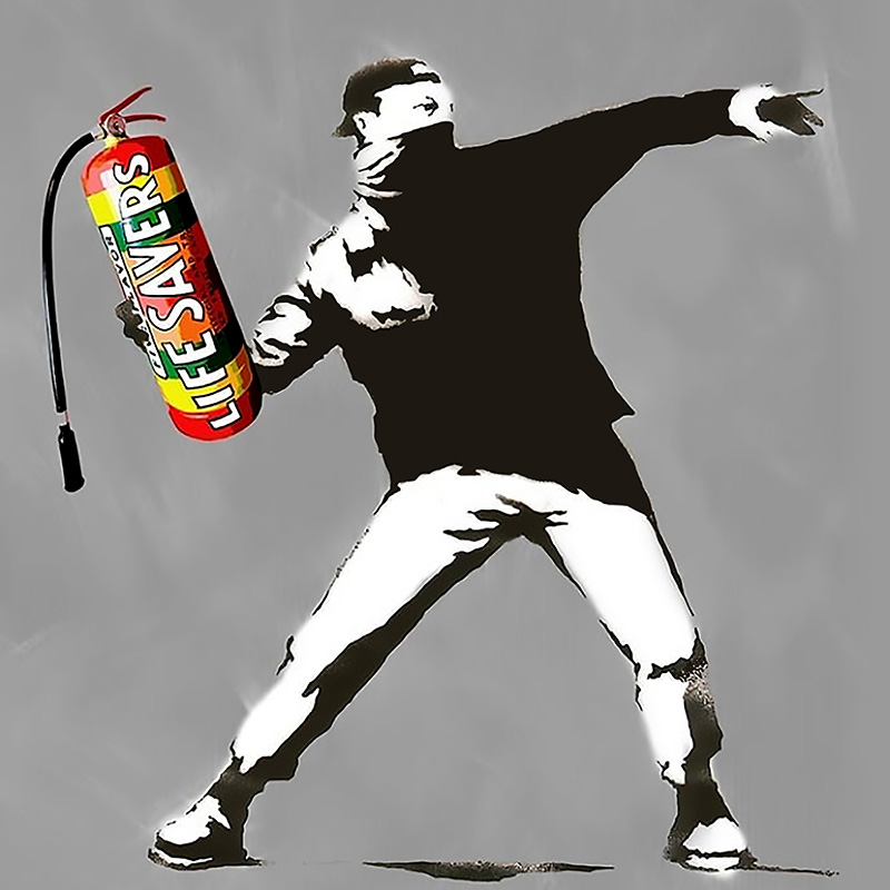 Here Is Your Life Saver<br>60" x 60". Original acrylic on canvas.