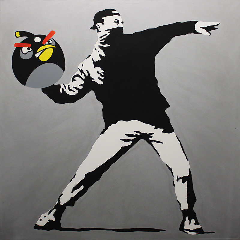 I Got Your Bird Here<br>60" x 60". Original acrylic on canvas.