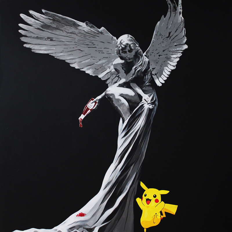 Ketchup Angel<br>72" x 72". Original acrylic on canvas.