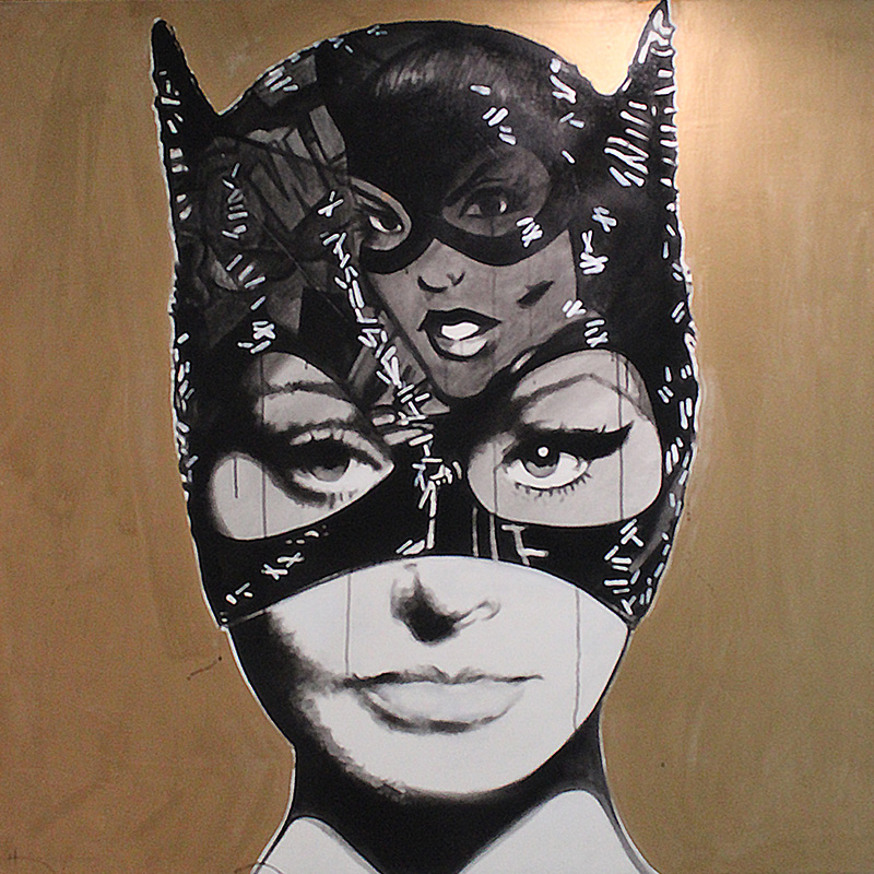 Night Kitty<br>48" x 48". Original acrylic on canvas.