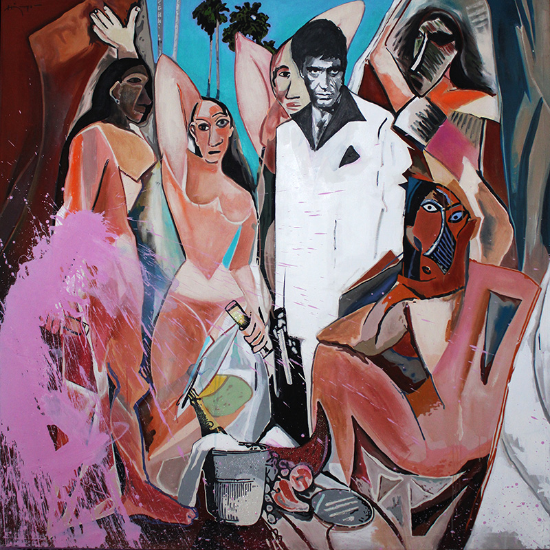 Tequila Sunrise<br>60" x 60". Original acrylic on canvas.