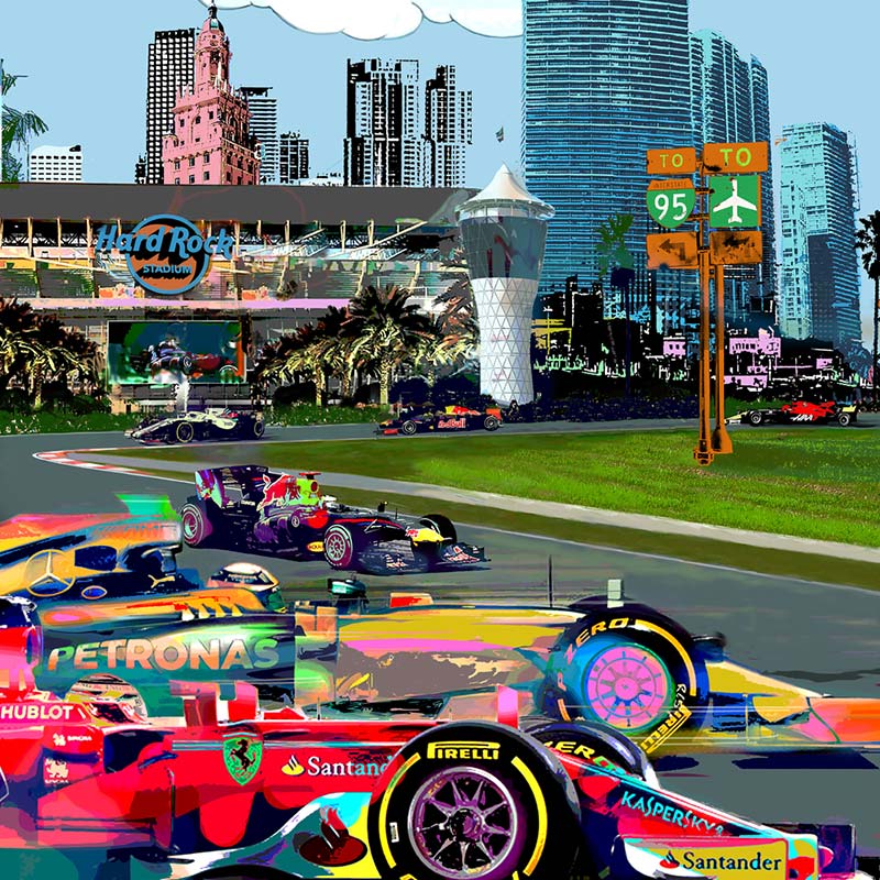 Downtown Racing 48" x 48" ACRYLIC ON CANVAS