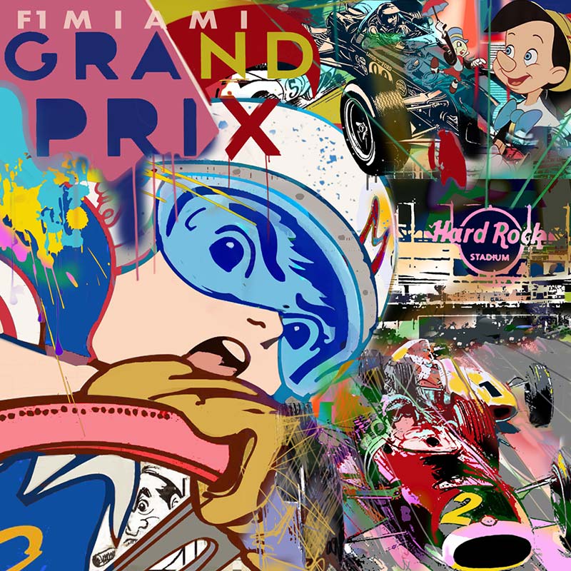 Go Racer Grand Prix Miami 48" x 48" ACRYLIC ON CANVAS