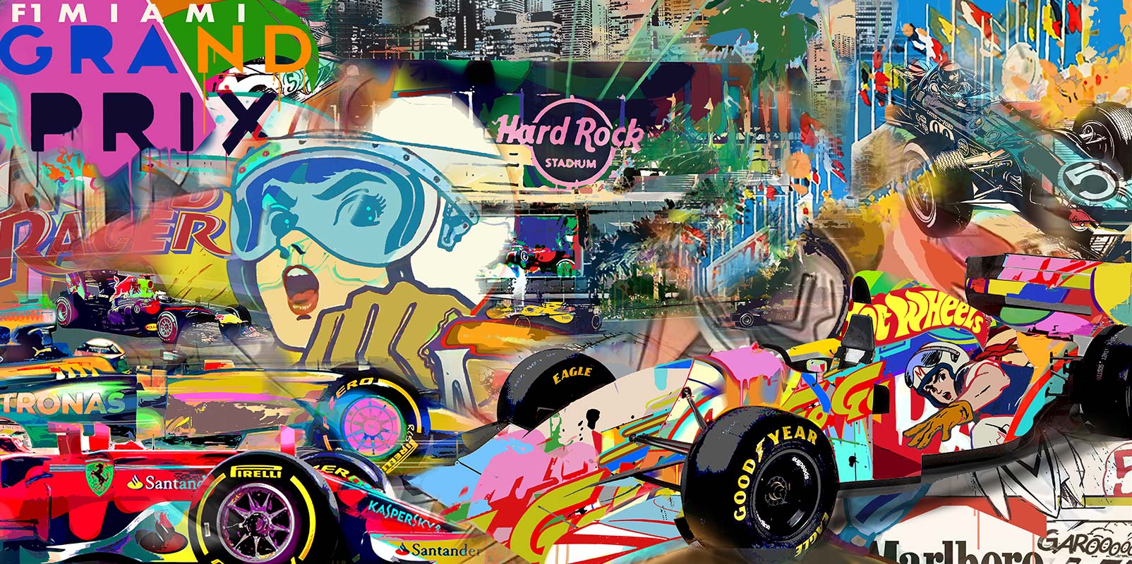 Miami World Of Racing 48" x 48" ACRYLIC ON CANVAS